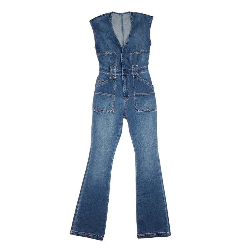 Free People Blue Denim Jumpsuit